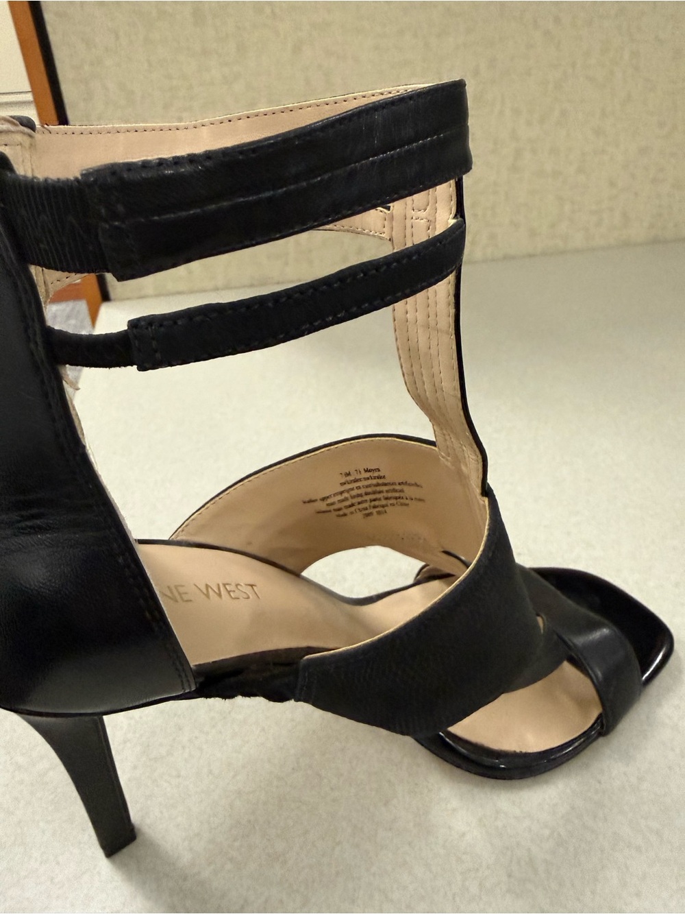 Nine West Black Strappy High Heel Sandals with Ankle Cuff